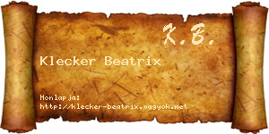 Klecker Beatrix névjegykártya